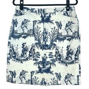 VINTAGE Y2K MOSSIMO TOILE SKIRT BLUE WHITE CHINOISERIE ASIAN PRINT VGUC SIZE 12